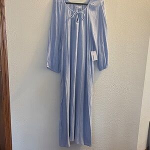 Sonoma Light Blue Maxi Dress with Tie Neck and belt